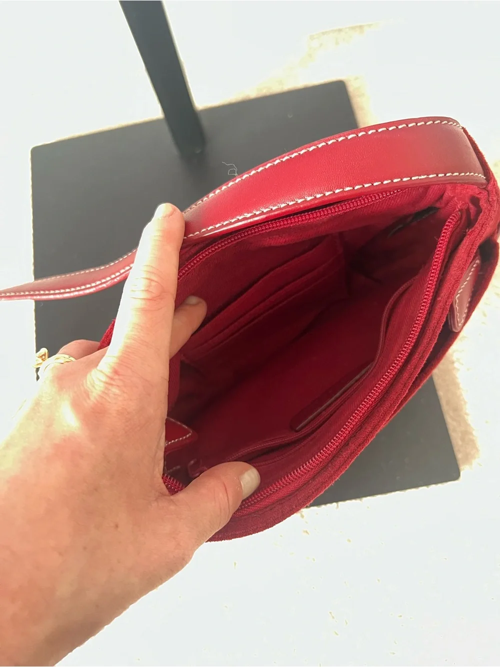 Nine & Company Red Suede Shoulder Bag - Picture 8 of 9